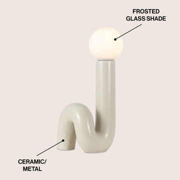 Katya 18" Scandinavian Minimalist Ceramic Spiral Tube LED Table Lamp - JONATHAN Y